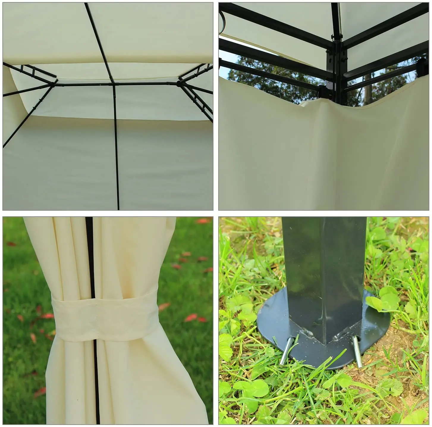 Wholesale 2-Tier Steel Outdoor Garden Gazebo with Vented Soft Top Canopy and Removable Curtains Outdoor Furniture