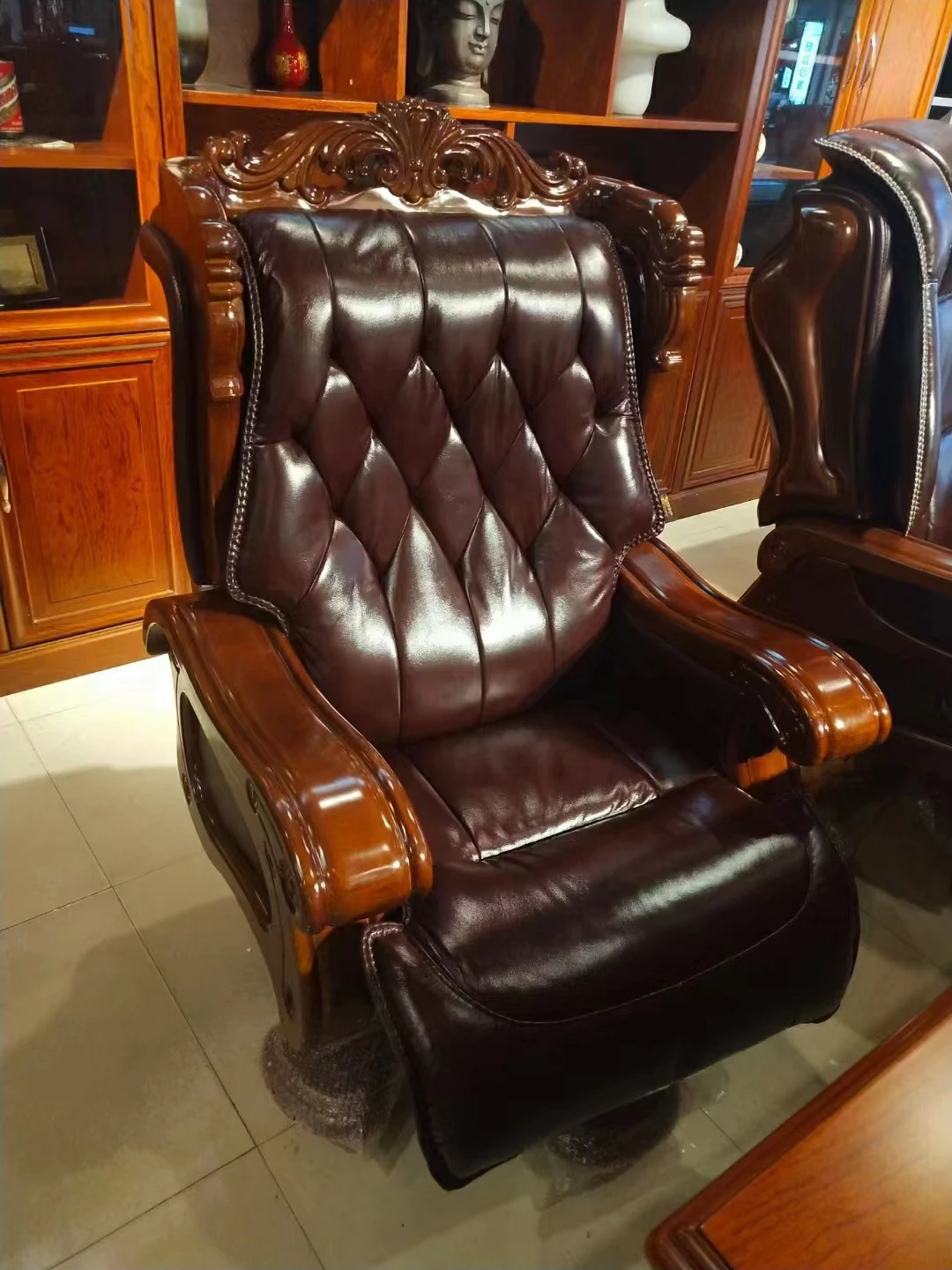 Роскошный Королевский функция поворотный эргономичный офисный стул с откидывающейся спинкой из коровьей кожи общие