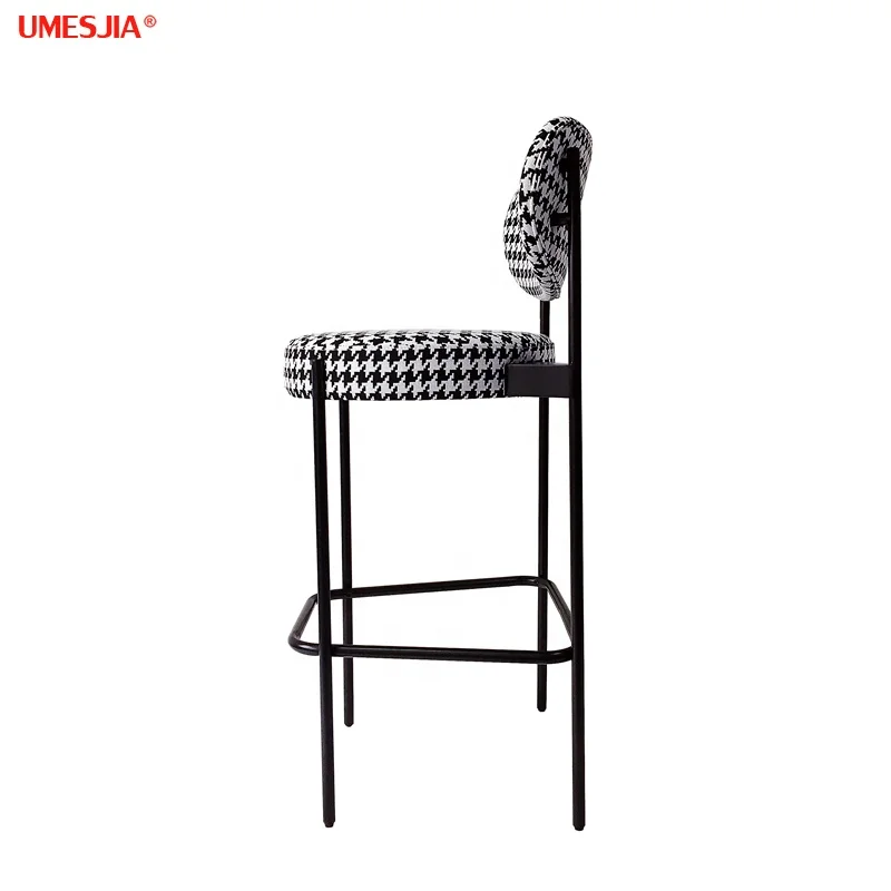 Modern Bar Furniture  Denmark Velvet  Iron Bar Stool  Fully upholstered bar stool with painted metal frame