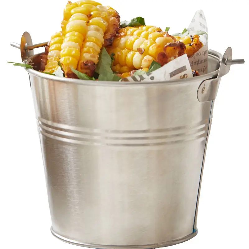Stainless Steel Metal Round Natural Steel Pail Bucket For Hotels Hospitals