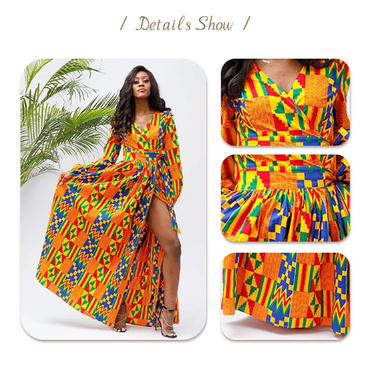 wholesale manufacturer Wax Printing Dresses Long Sleeves Kente infinity  Plus Size African clothing for women dresses