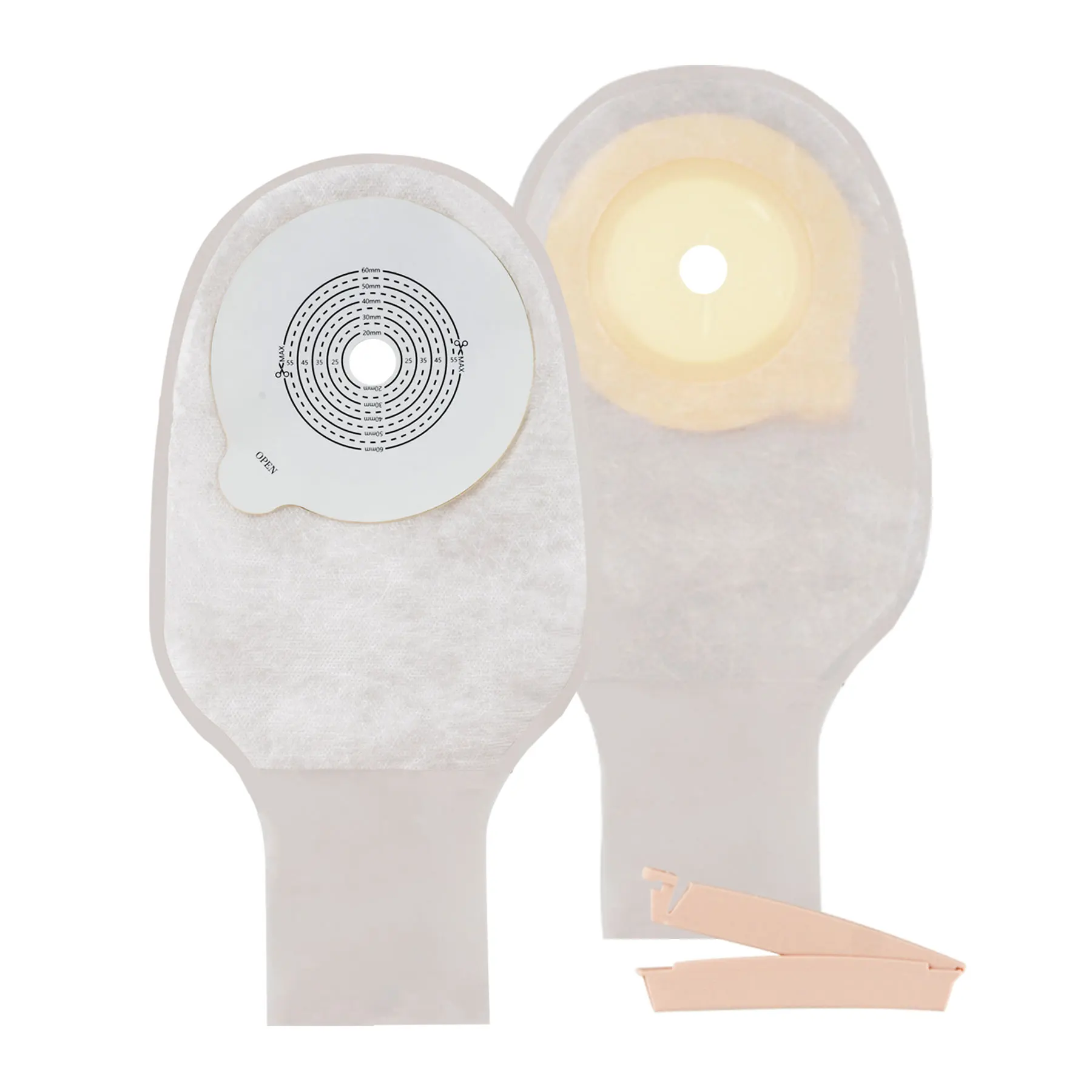 Ovand012 Skin-friendly Design Medical Hydrocolloid Barrier Ostomy Bag Sealing Clip Design One-piece Colostomy Bag for Adult