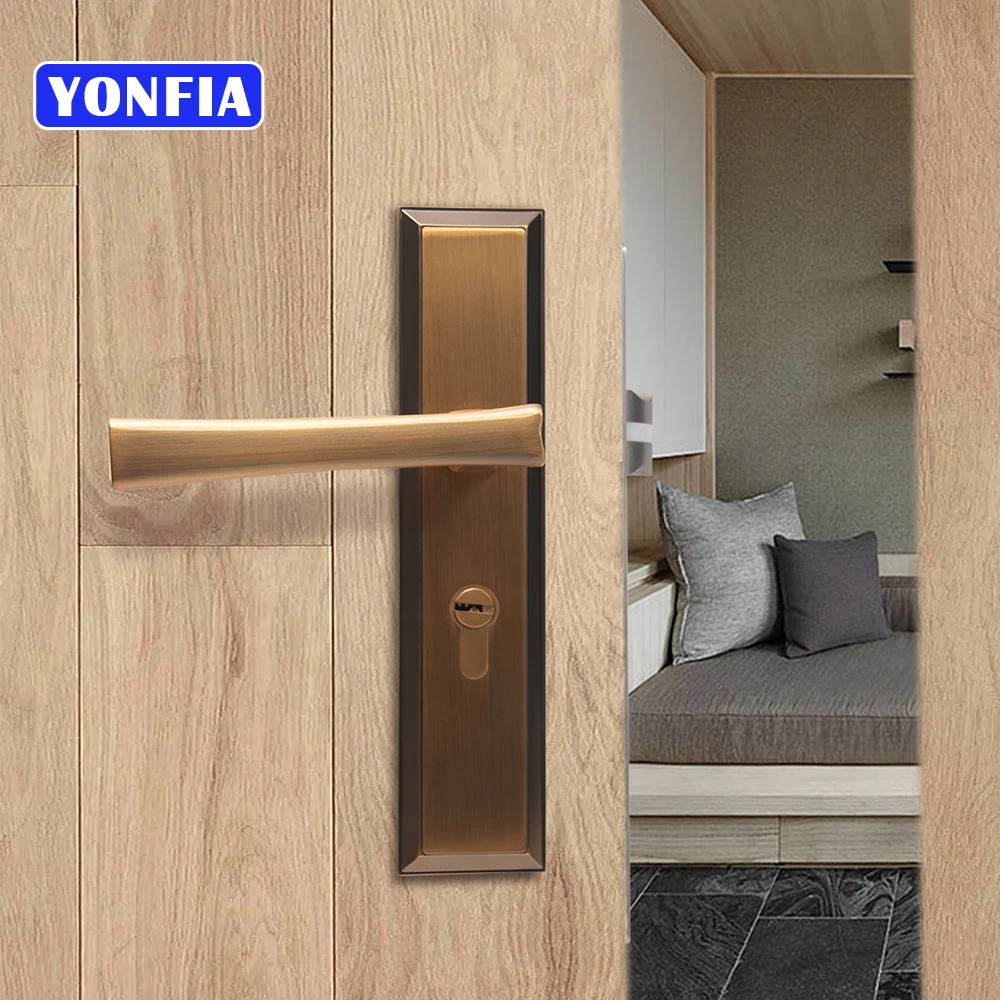 YONFIA 8172P30 Bronze Door Lock Handle Mute Household Bedroom Door Lock Thickened Magnetic Suction Door Lock