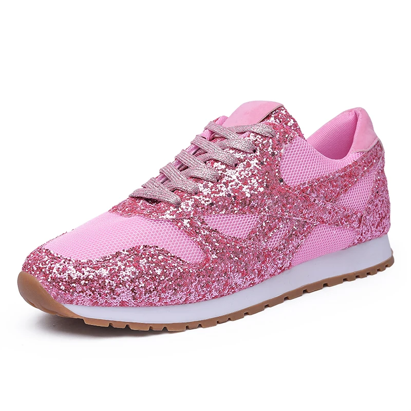 
2021 Fashion Women Bling Sneakers Causal Shoes Big Size Flat Ladies Vulcanized Shoes Breathable Woman Chaussures De Sports Shoes 