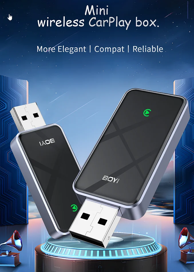Boyi No Lag Wireless carplay Dongle U disk mini car navigation Adapter Fast Connection Wireless for Iphone CarPlay wifi box