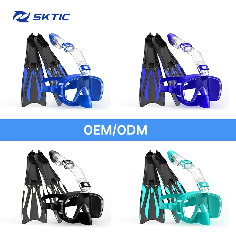 SKTIC Swim Front Swimming Universal Mascara Snorkeling Equipment Diving Mask Set Silicone Anti Fog Full Face Snorkel Mask