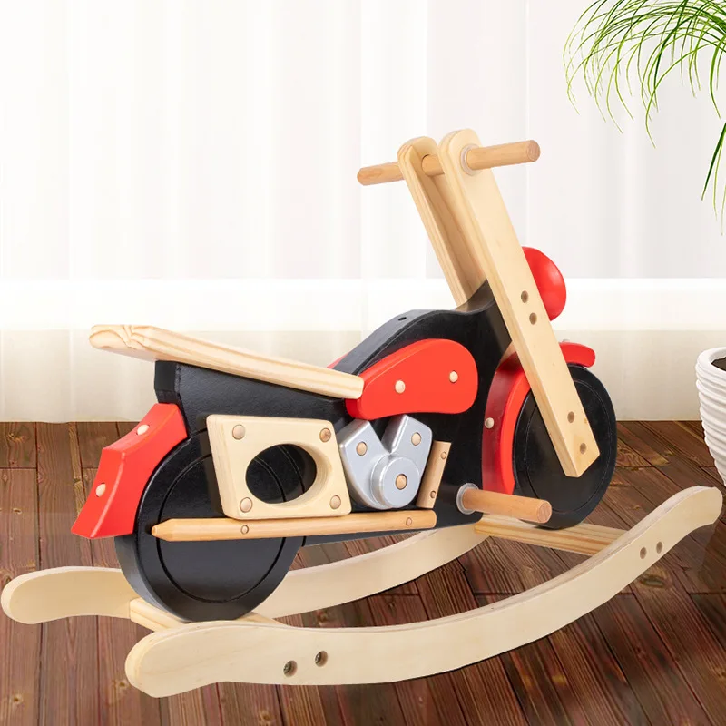 2023 New Design Most popular in Europe Cool Motorcycle Wooden Ride Rocking Toys For Babies