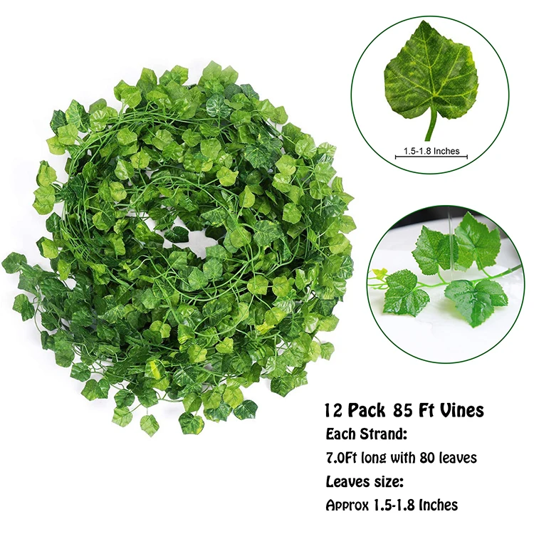 Outdoor Wholesale Fabric 12Pc 85Ft Artificial Ivy Vines Indoor Home Decor Wedding Decorative Wall