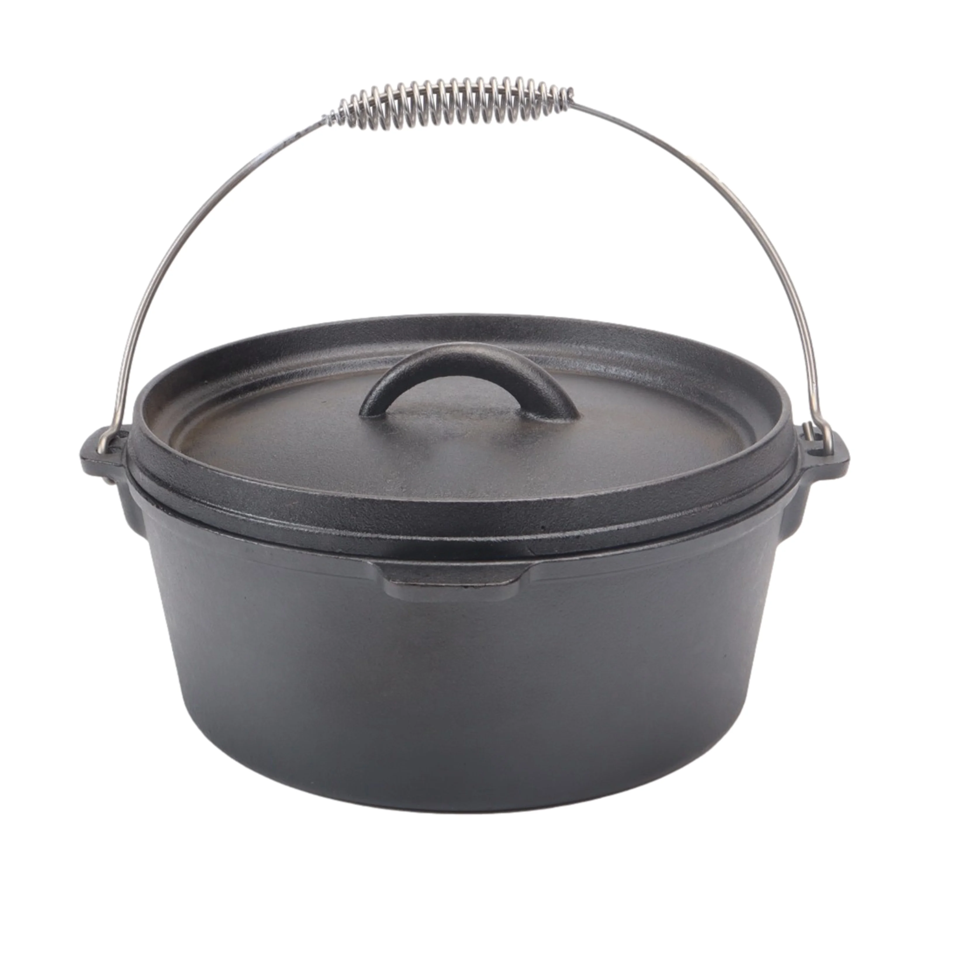 9 Quart Pre-Seasoned Cast Iron Dutch Oven Outdoor Deep Camp Pot for Camping Fireplace Cooking BBQ Baking Campfire