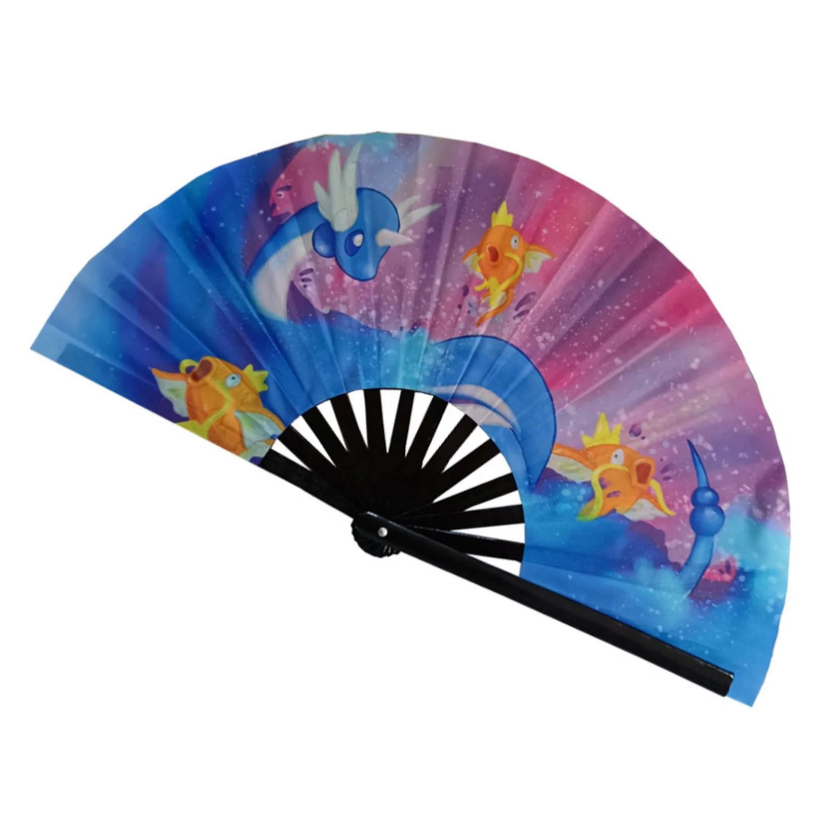13 Inch 33Cm Bamboo UV Glow Folding Fan Festival Rave Fan Passion Graphic Fan