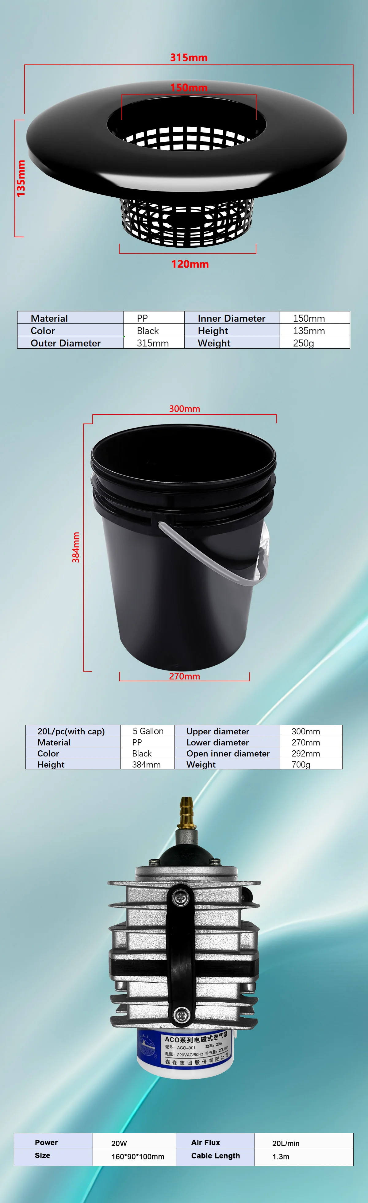 Hydroponic System 5 Gallon 4 6 8 16 Buckets Deep Water Culture Growing Bucket Hydroponics Grow Kit with Pump Air Stone