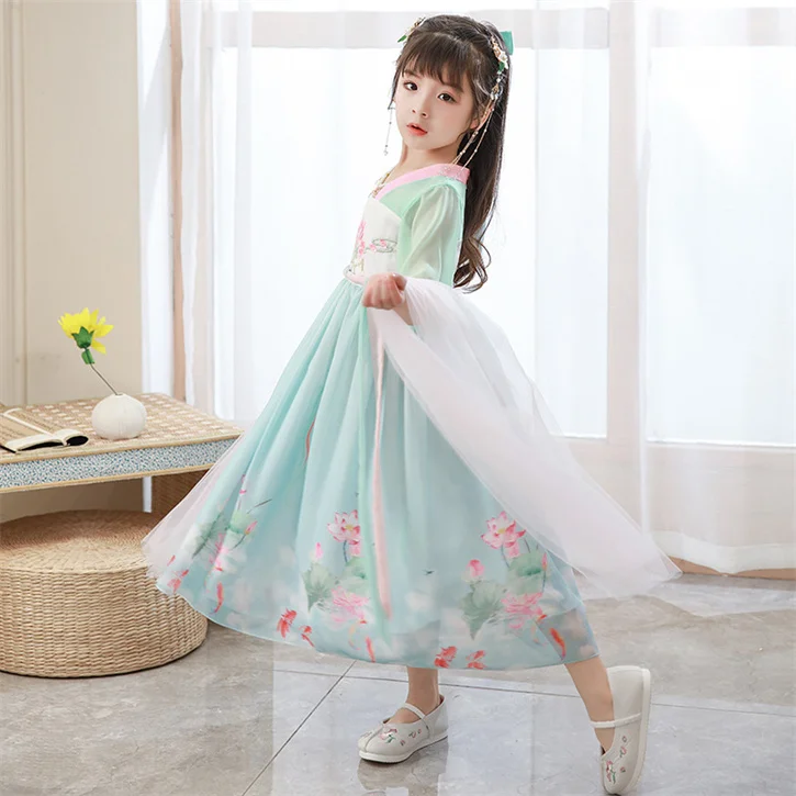 2024 new fashion children dresses girl party froks girl dress Chinese style costume summer short sleeve Elegant dress