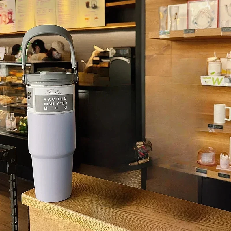 Wholesale 600ml 900ml  student flip straw tumbler double walled Vacuum Insulated Water Bottle for Dye Sublimation Heat Press