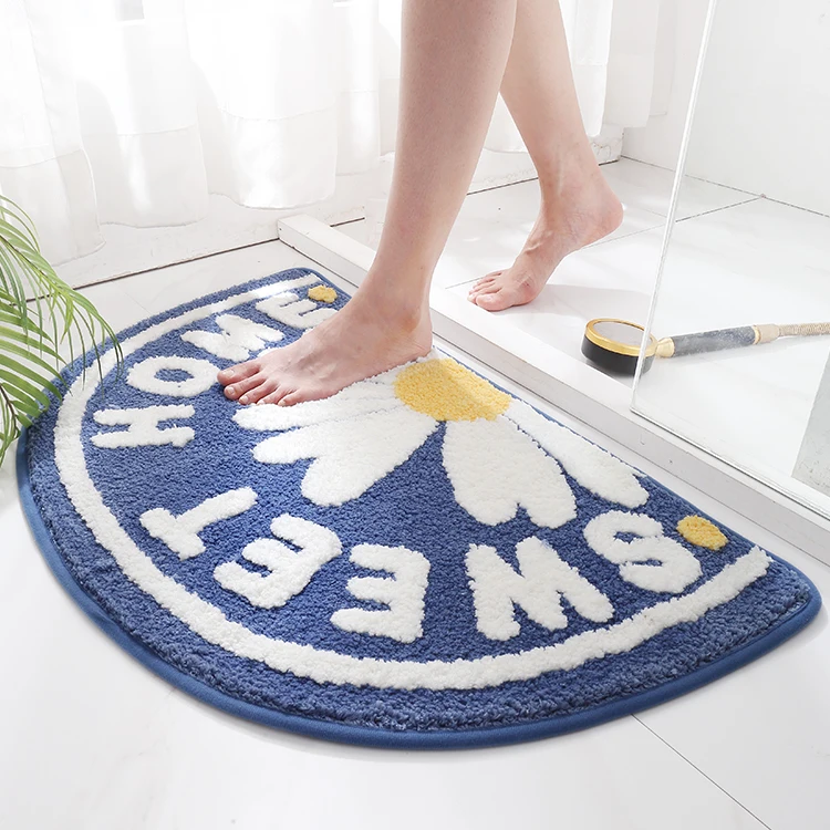 DAJIANG Bath Mat Half Ground Shape Non Slip Strong Water Adsorption Bath Mat