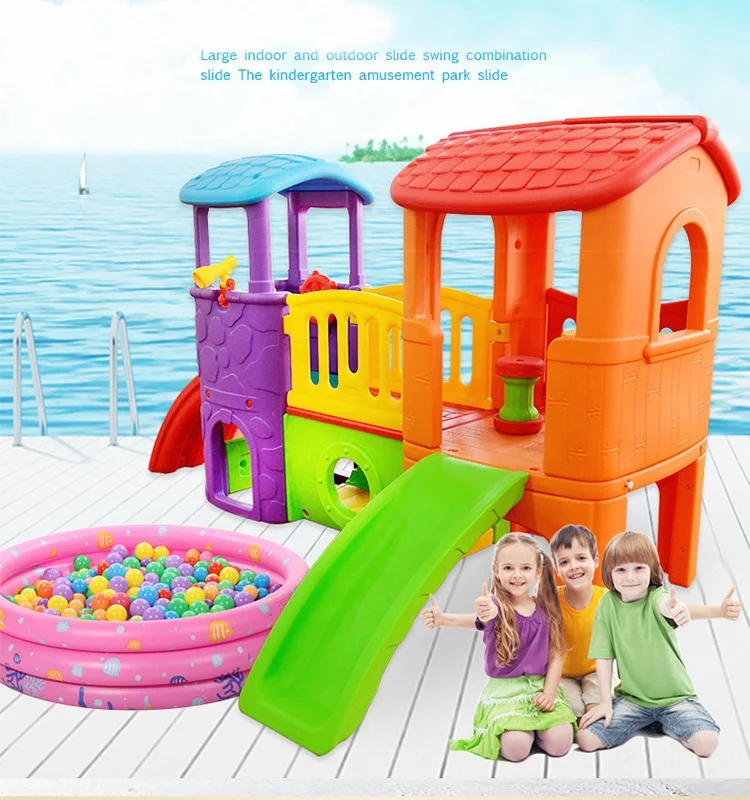 popular multi-colour for choice climbing and sliding children plastic play house with slide