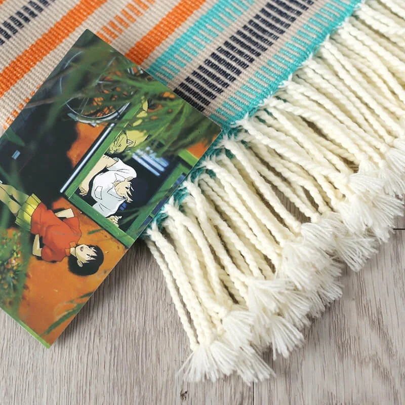 i@home amazon color striped 100% acrylic tassel knitted blanket for winter