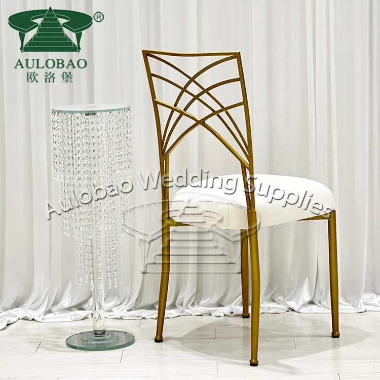 Wedding Hall Cross Back Aluminum Frame Chameleon Gold Chair With Cushion