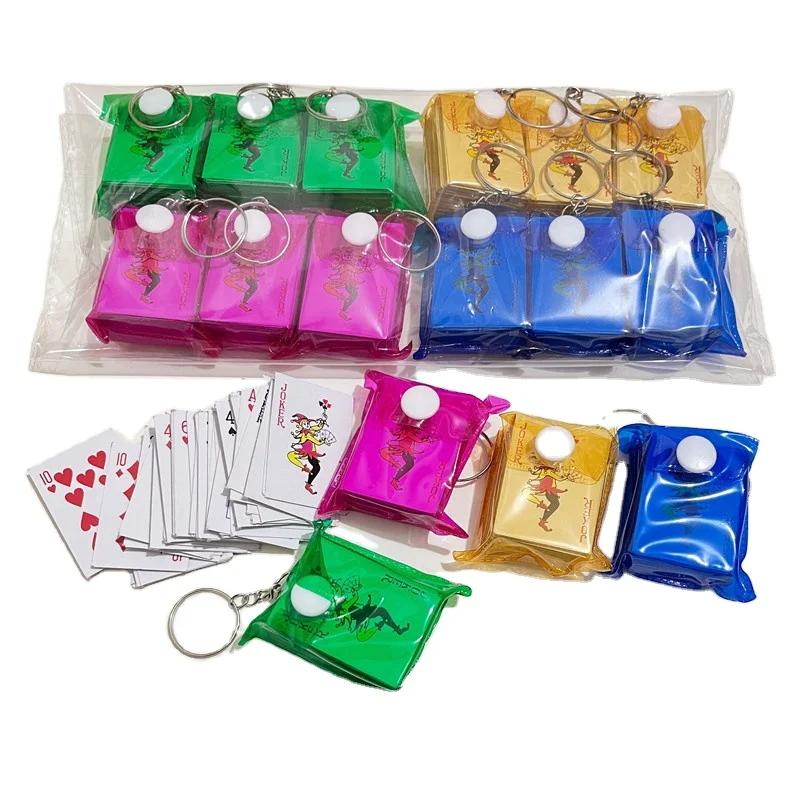 cartoon Mini small poker keychain pendant gift,Playing Card Tricks Magic toy keychain Vending Capsules