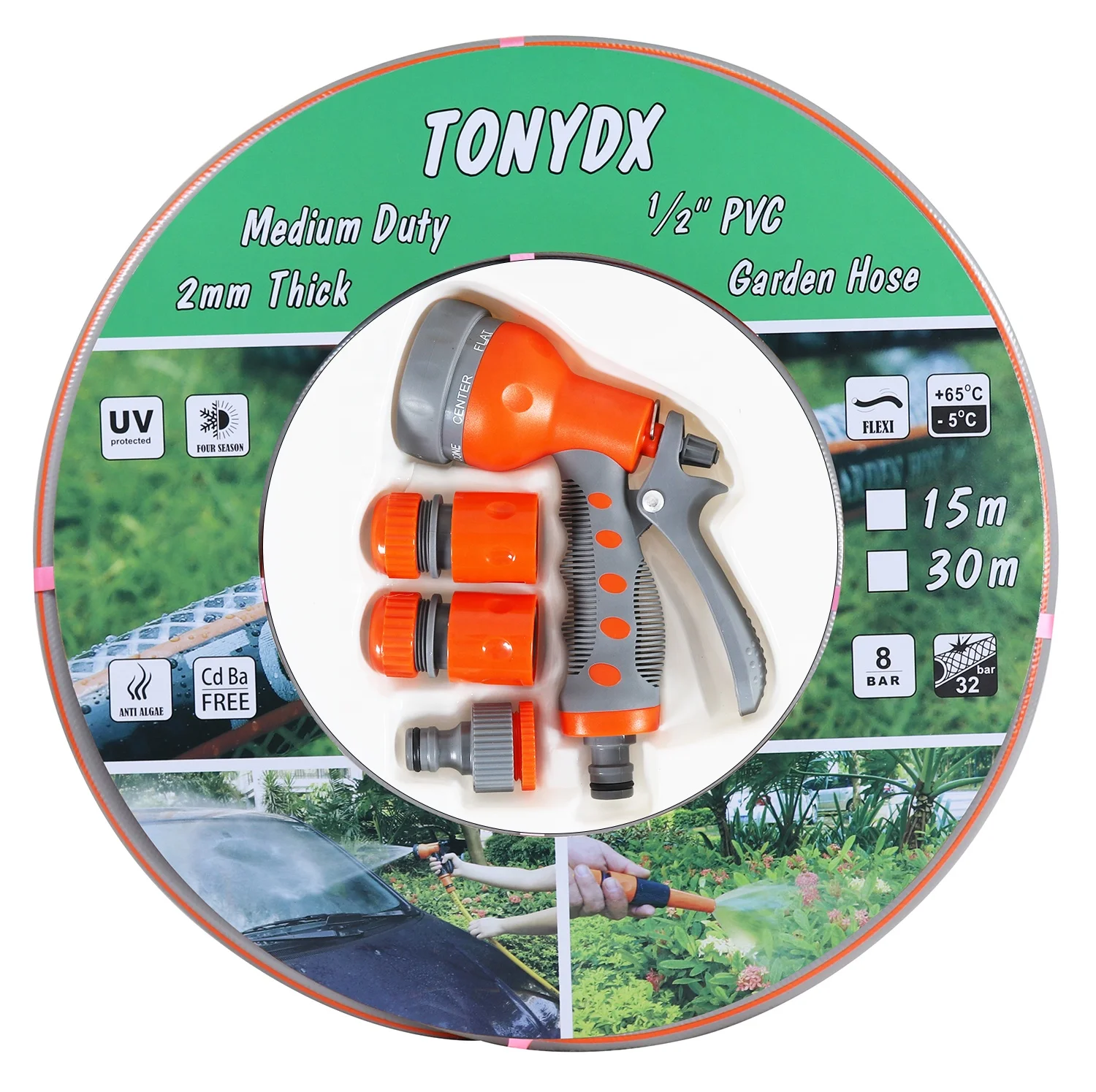 20m with Spray Gun Flexible Fiber Kink Free PVC Garden Water Hose