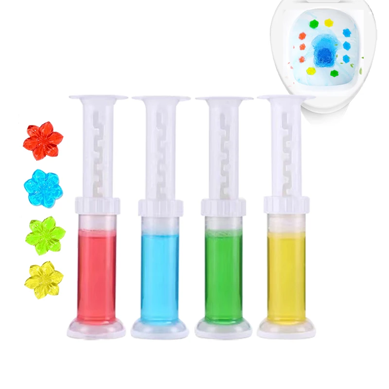 2021 Flower Toilet Bowl Stamp Scented Deodorizer Drops Aromatic Air Freshener Pengharum Syringe Flower Toilet Gel
