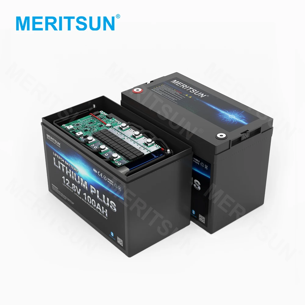 Nominal Size Deep Cycle Lifepo4 Battery 12v 100ah Lithium Ion Car Battery Lithium Iron Phosphate Battery Meritsun 10 Years