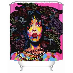 2022 Wholesale Custom Modern 3D Printed African Black Girl Bath Shower Curtains