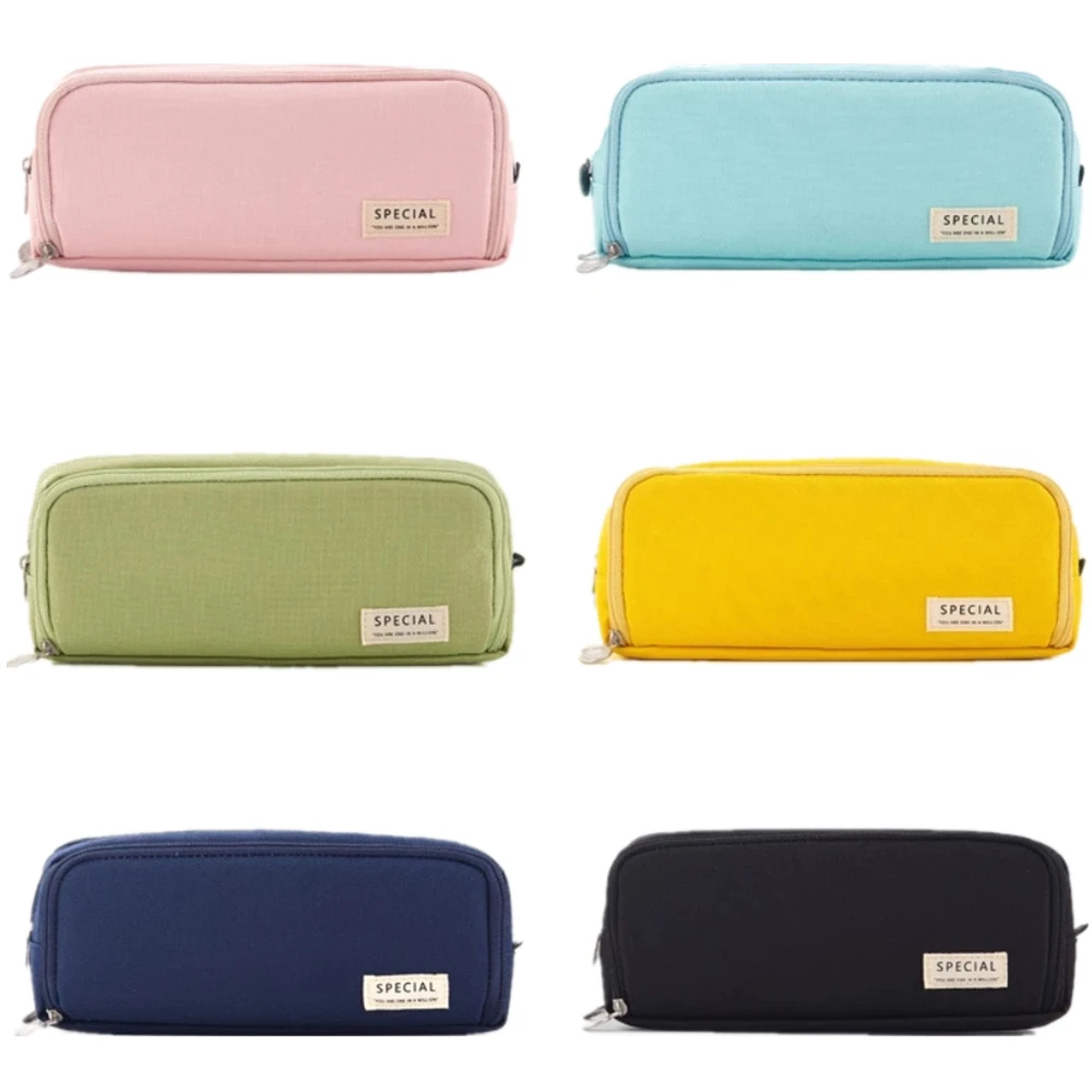 Large Capacity Pencil Case Double Side Pencil Bag Oxford Fabric Pen Bag Storage Pouch Stationery for Junior High School Students