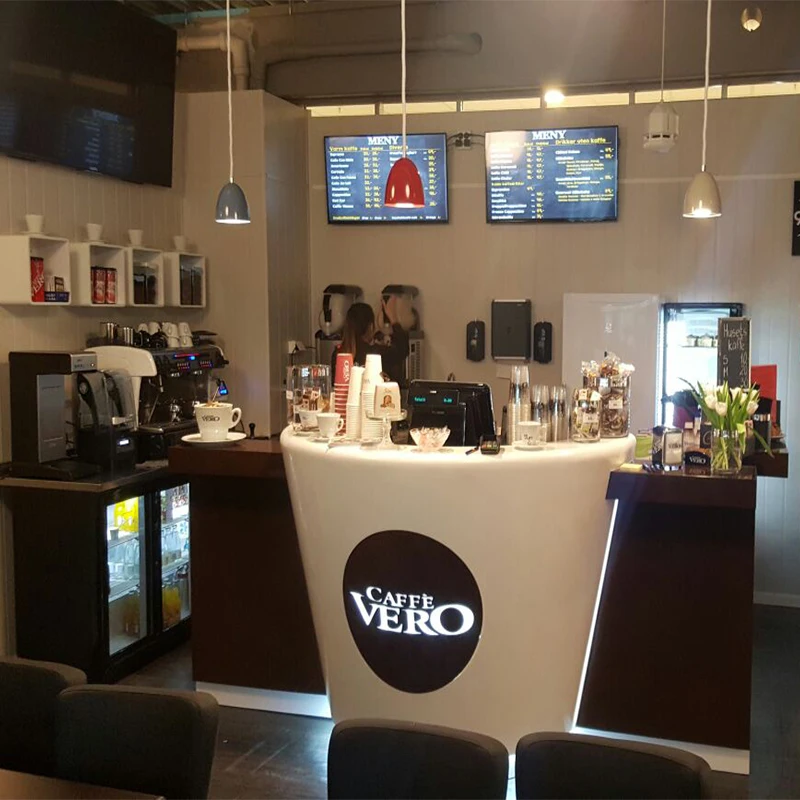 Commercial use customized coffee bar counter shop reception counter special-shaped counter for cafe restaurant