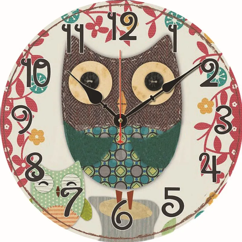 14 inch Promotion classic cheap wooden wall clock cock retro American style for farmhouse living room decoration
