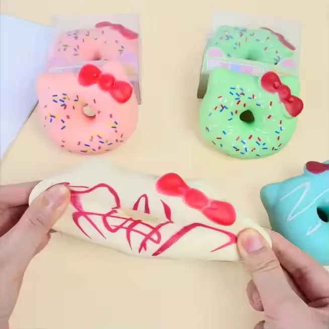 New Customizable Stretch Decompression Toy Soft TPR Simulation Cake Elastic Ball Unisex Squishy Donuts Stress Relief Plastic