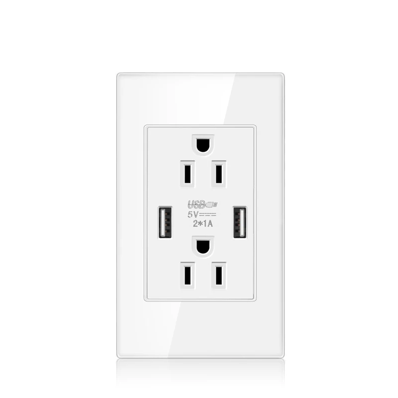NOVSKI  hot sale US Standard  dual 3 pin power wall plugs  with 2 usb sockets