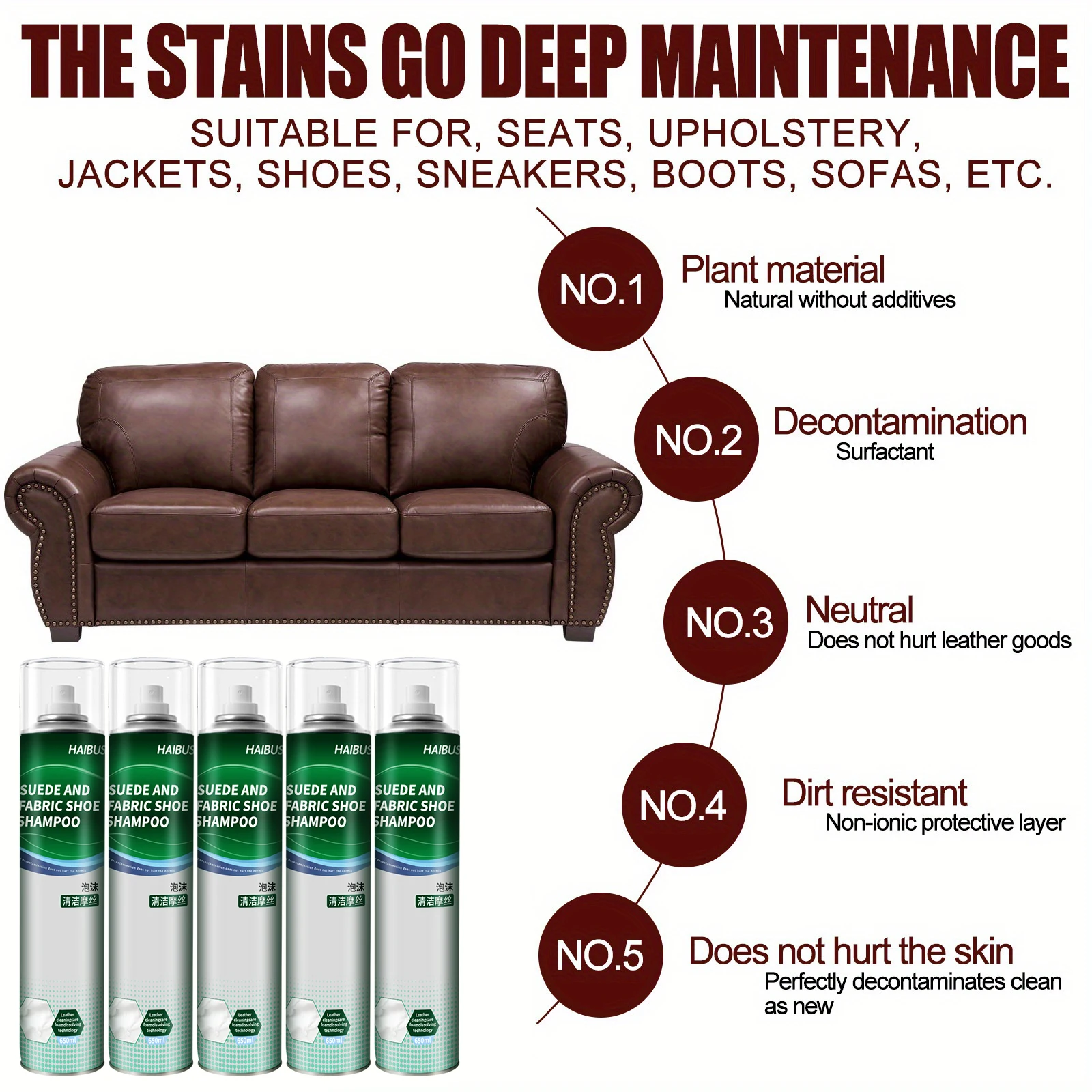 No need for water washing leather sofa cleaner used for leather stain removal