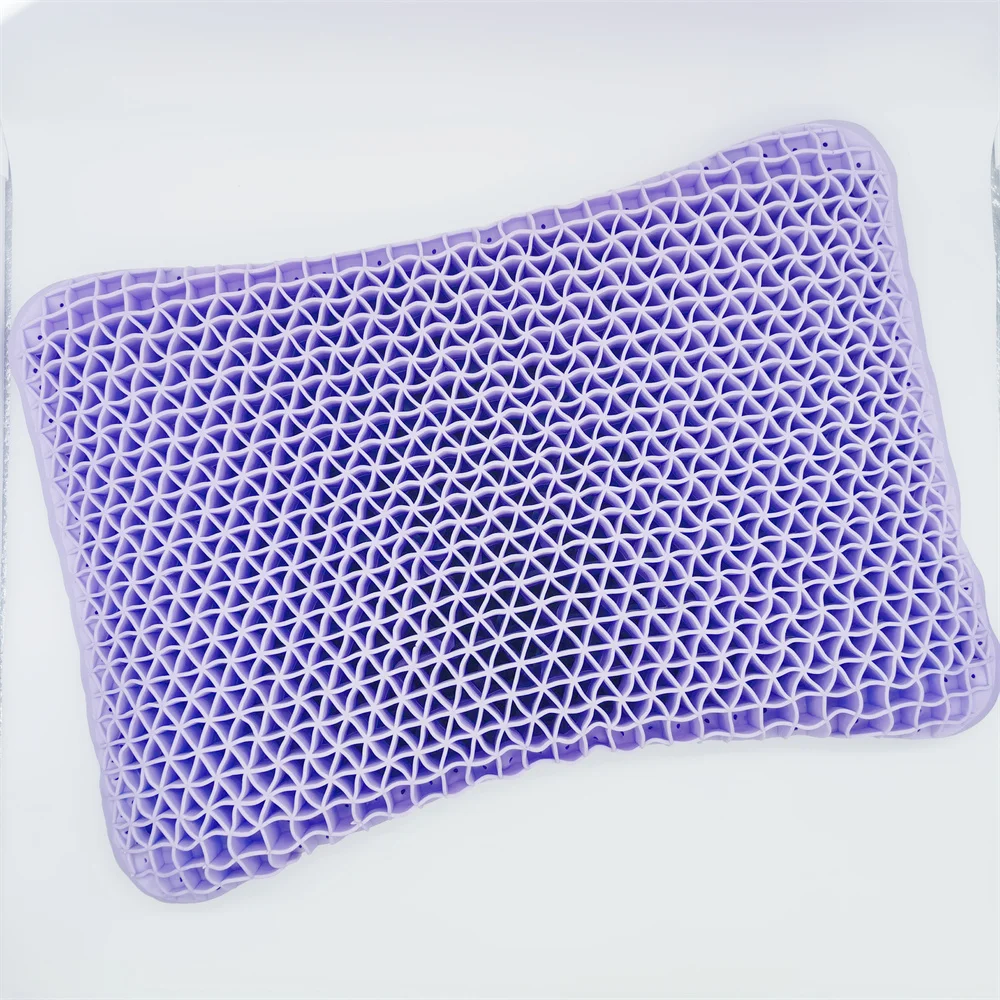 
3d gel honeycomb pillow with good air circulation tpe Washable pillow Thermo plastic Elastomer Purple Pillow 