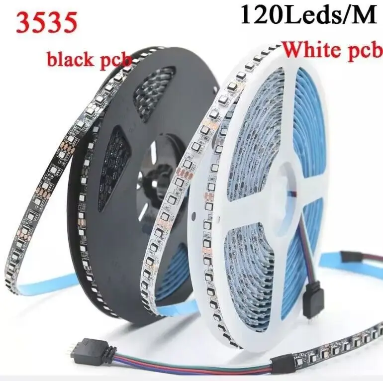 RGB (без IC) цвет 5 м Светодиодная гибкая лента светло-черная 3535 SMD DC12V 60/120LED/M 8 мм шириной белый/черный PCB;IP20/IP65/IP67