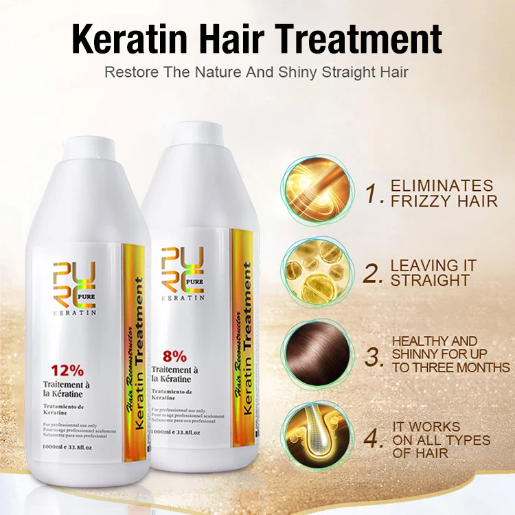 Pure Brazilian Keratin Smoothing Hair Straightening Treatment PURC Keratin Treatment Hair Smoothing Repair Hair Keratin
