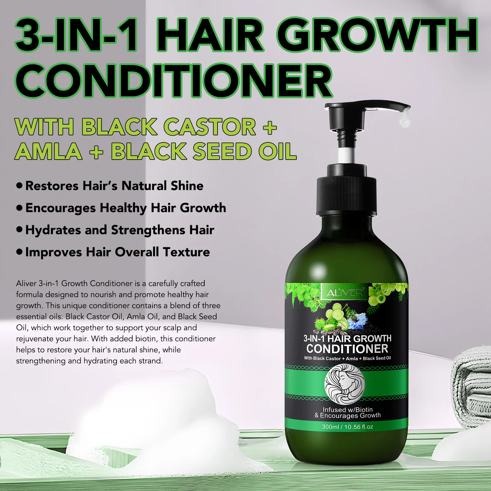 Hot Sale Natural Hair Hydrating Strengthens Shine Jamaican Black Castor Oil Shampoo and Conditioner with Biotin Black Seed Oil