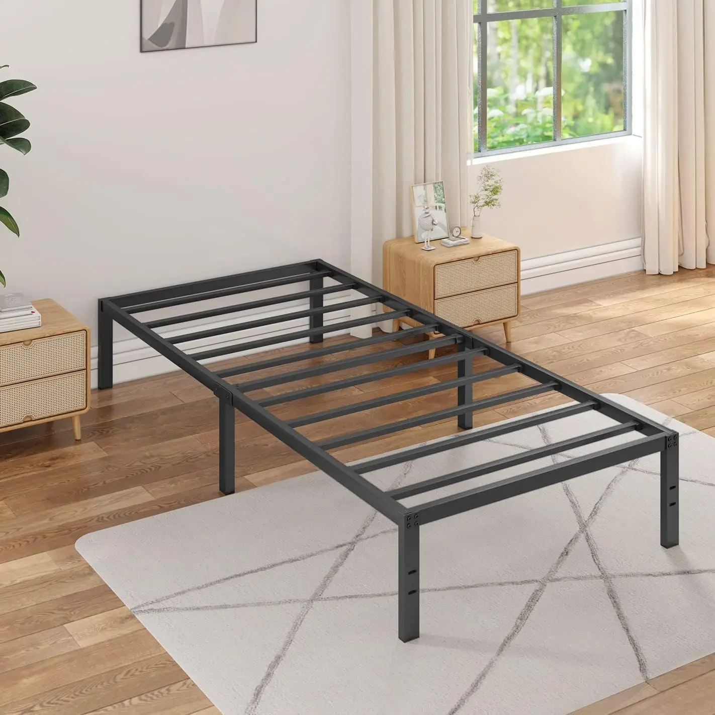 Factory Wholesale Metal Platform Bed Frames Single Twin Iron Bed 14 Inch Heavy Duty Metal Bed Single