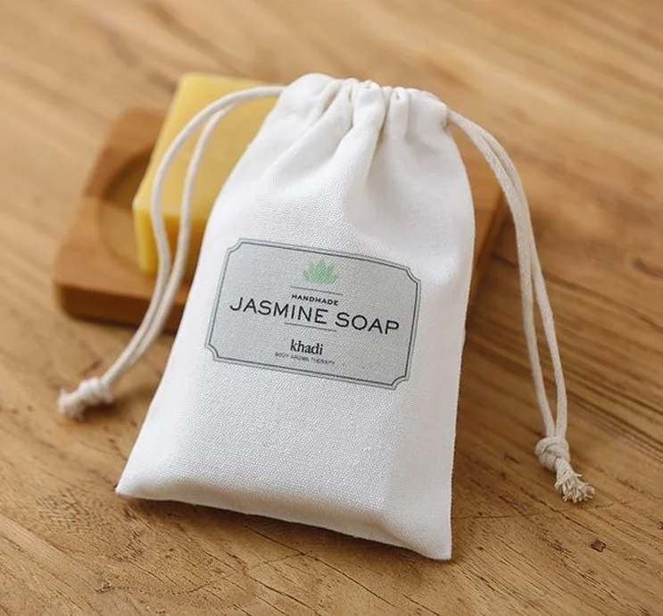 cotton canvas fabric muslin drawstring bag with custom logo printed canvas drawstring bag