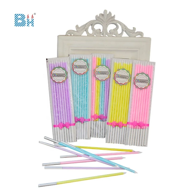 multi-color birthday candle long thin stick