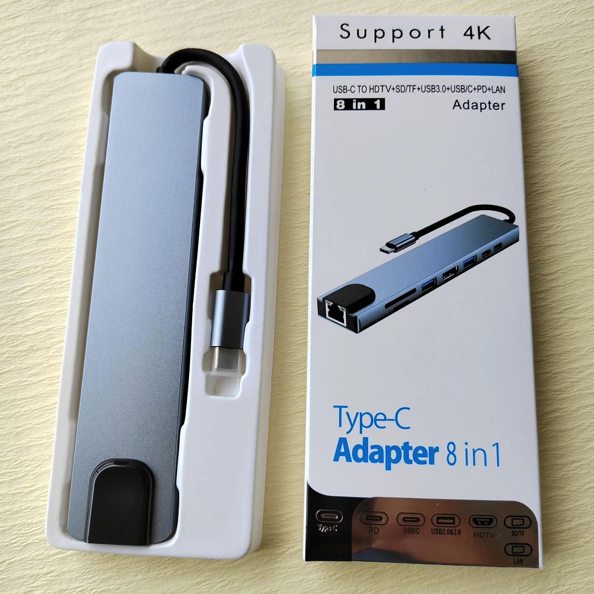 8 в 1 Type C концентратор с HDTV сетью Ethernet TF/SD кард-ридер 2 USB и PD 100 Вт 3 0 RJ45 м для сотовых телефонов ноутбуков