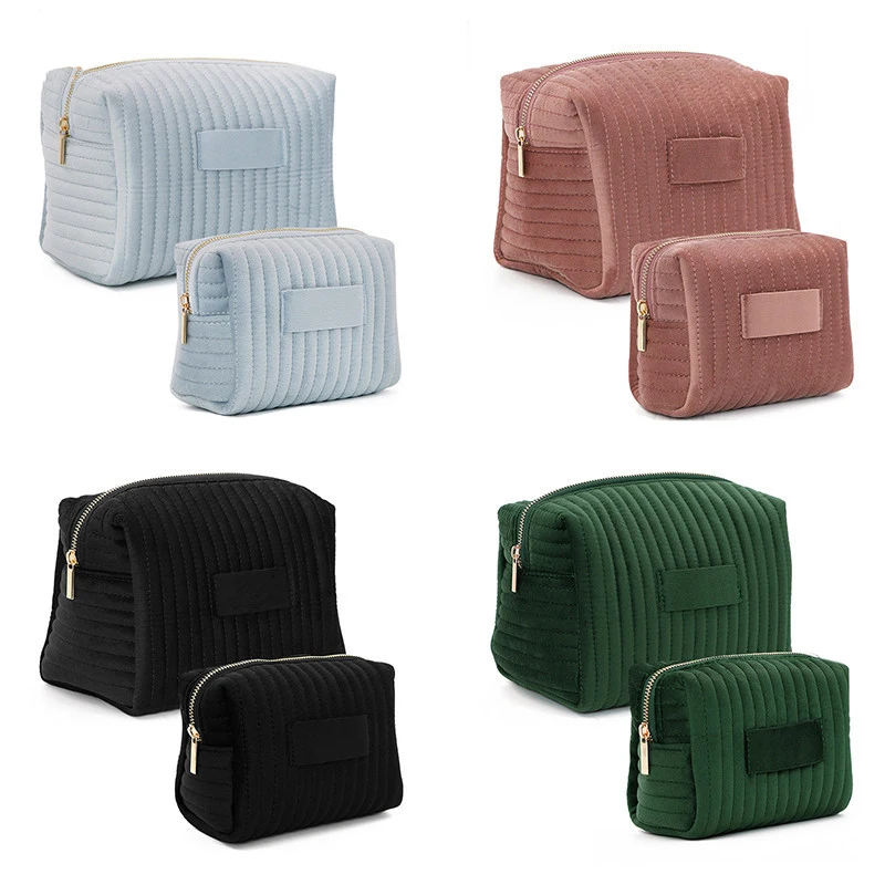 Luxury Makeup Bag Travel Toiletry Bag Premium Velvet Metal Zipper Cosmetic Organizer Gift for Women Bridesmaid Mom Big Capacity