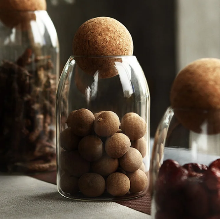 
High borosilicate glass hande made spice containers spice jar with crok lid 