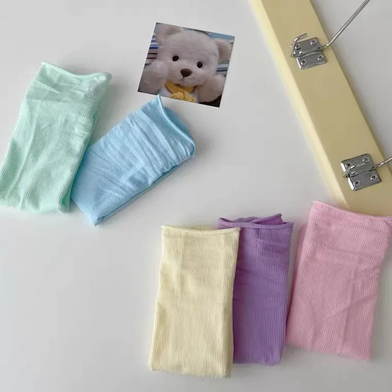 Thin Japanese Girls Candy Colour Mid-calf Socks for women