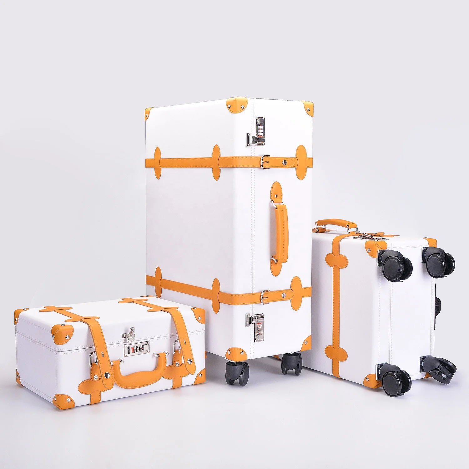 High-End Luxury Custom PU Leather Paper Cardboard Suitcase Box Vintage Hard Travel Jewelry Luggage Trunk