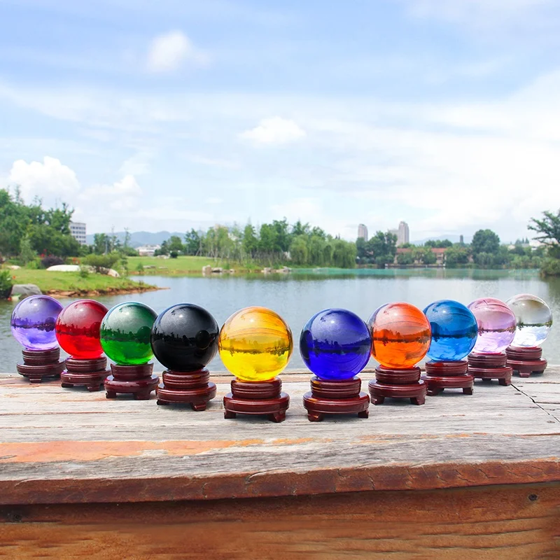 
Pujiang factory wholesale lensball with stand for photography clear K9 80mm crystal ball sphere 