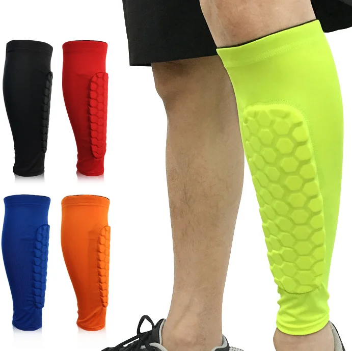 Custom adult kids soft honeycomb neoprene sport football soccer leg brace support shin pads guards calf compression sleeve