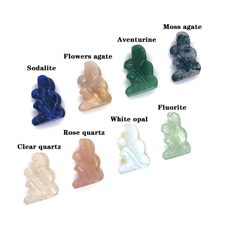 Wholesale natural crystal Hand-carved Flower Angel decoration Butterfly Fairy carvings