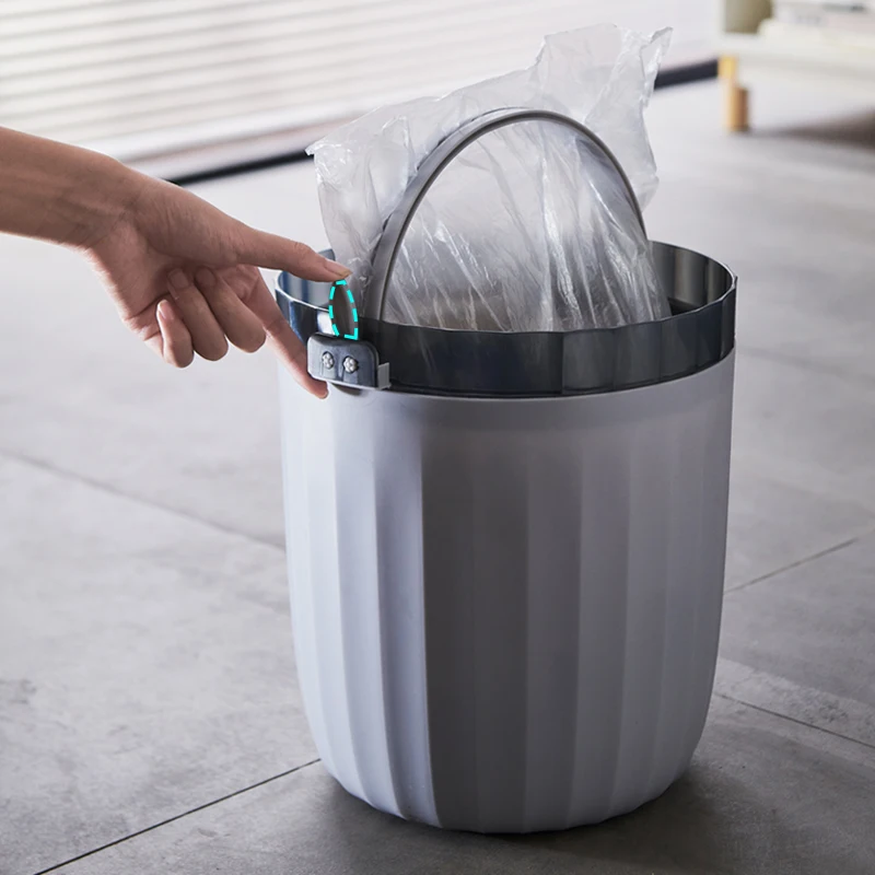 Home Use Plastic Standing Trash Bin Slim Round Plastic Small Trash Can Wastebasket 1.5 Gallons Garbage Container Bin