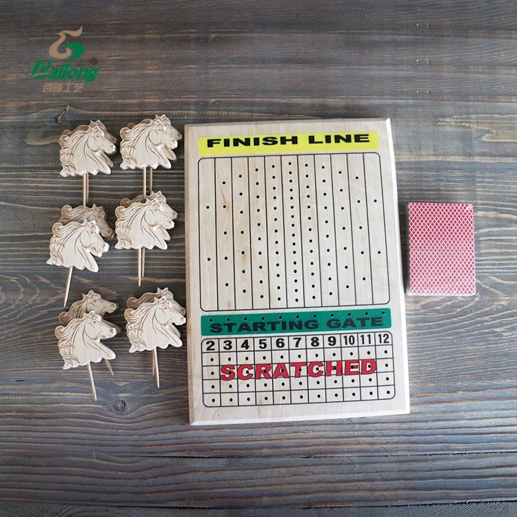Factory price custom wooden checkers game indoor horse race board game accessories