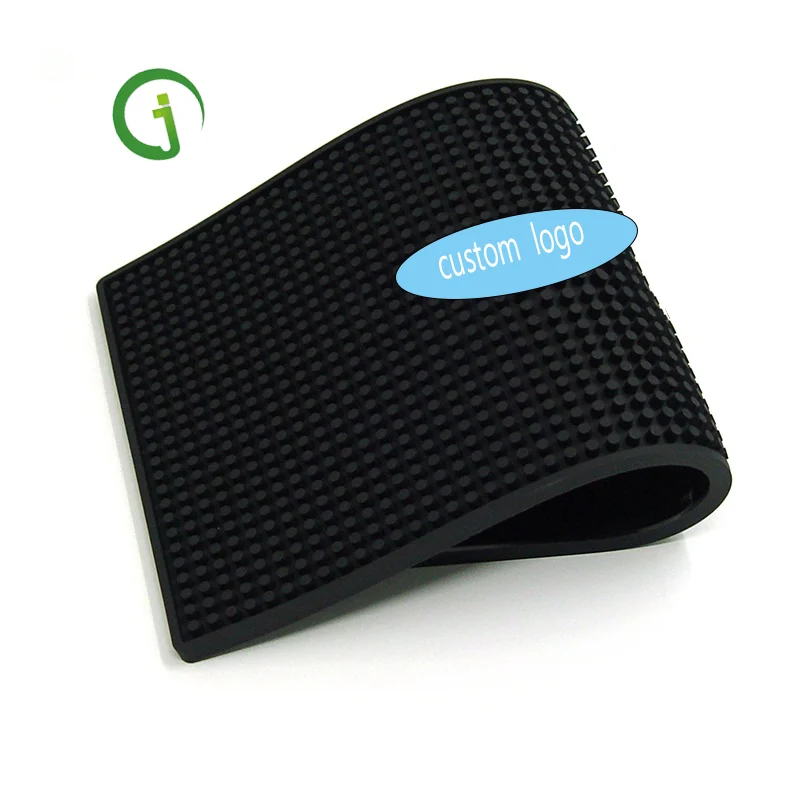 OEM Custom Anti-Slip Spill Mat Square Soft PVC Silicone Rubber Bar Accessory for Drinks Beer Cocktails Wine